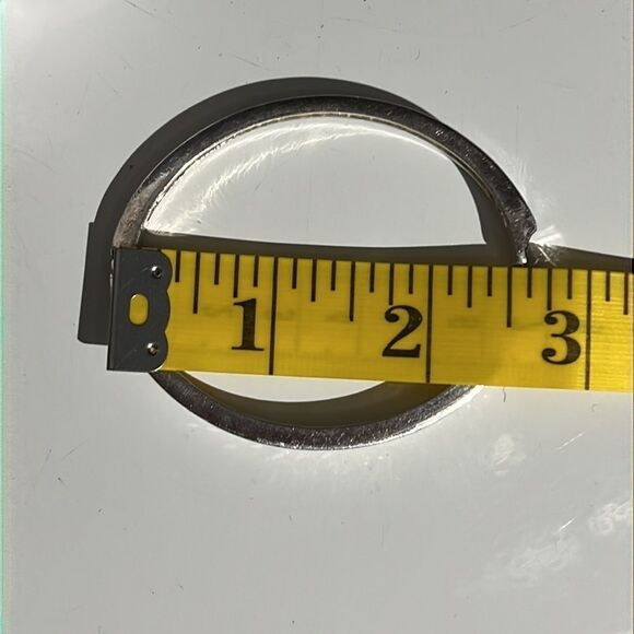 Roman Marked Clear Rhinestone Embellished Silver-tone Hinge Bracelet - Picture 9 of 11